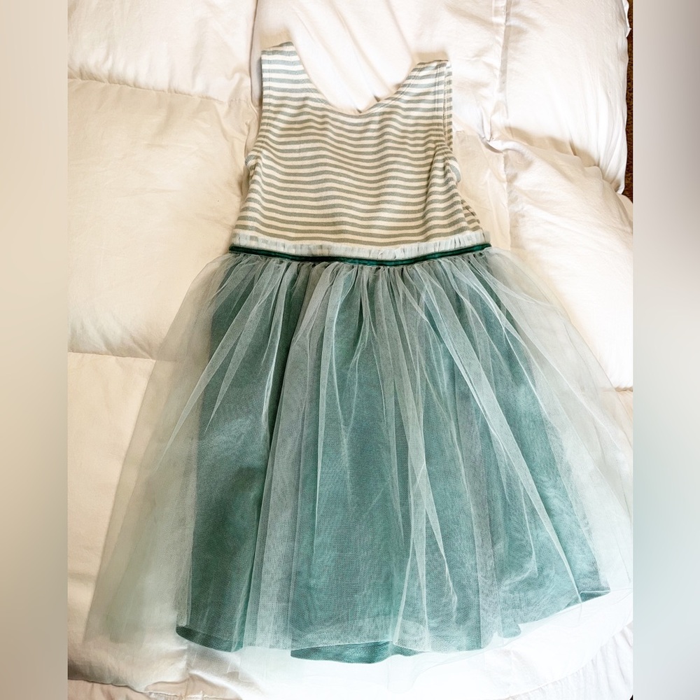 Mini Boden Sleeveless Stripe Tulle Dress 6-7